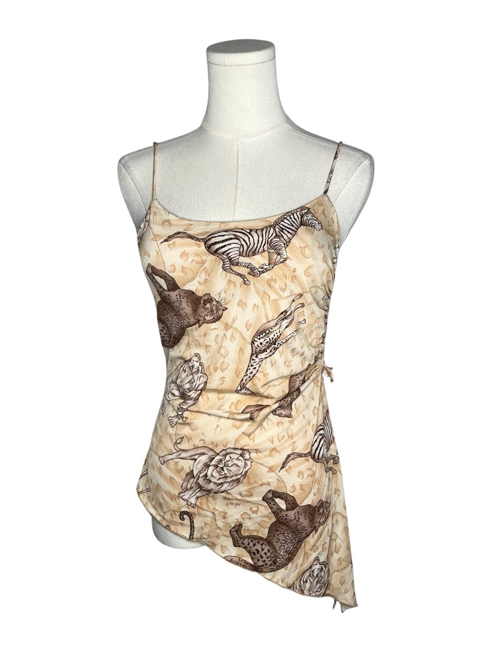 Y2K Vintage Safari Animal Print Asymmetrical Hem Tank Top